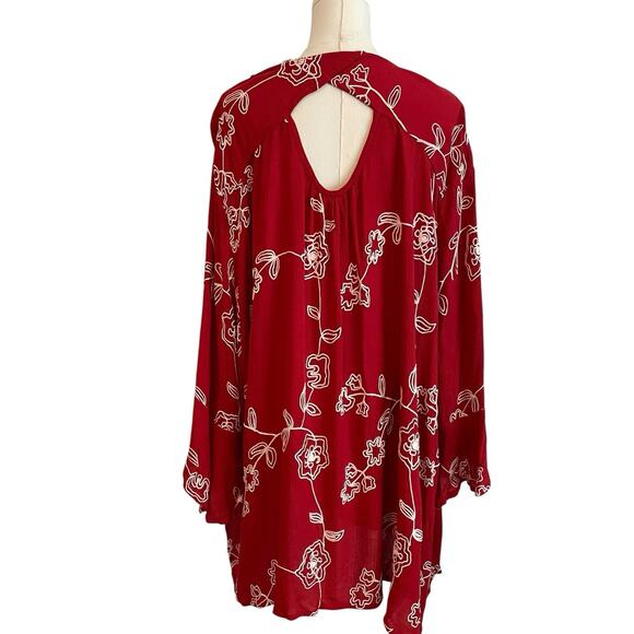 CATHERINES 2X Boho Embroidery Top Blouse Floral Fairy Artsy Flowy Flutter Sleeve - Picture 2 of 11